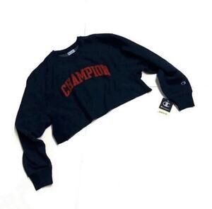 Champion Reverse Weave Cropped Embroidered Sweatshirt Womens sz XL Crop Top
